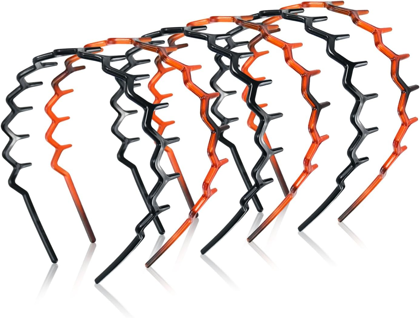 6Pcs Zig Zag Headbands, Plastic Hair Bands Teeth Wavy Comb Zigzag Headband, Non Slip Shark Tooth Hair Hoop Wavy Hair Bands for Women Men Girl Accessories (Classic Black, Retro Leopard) image number 6