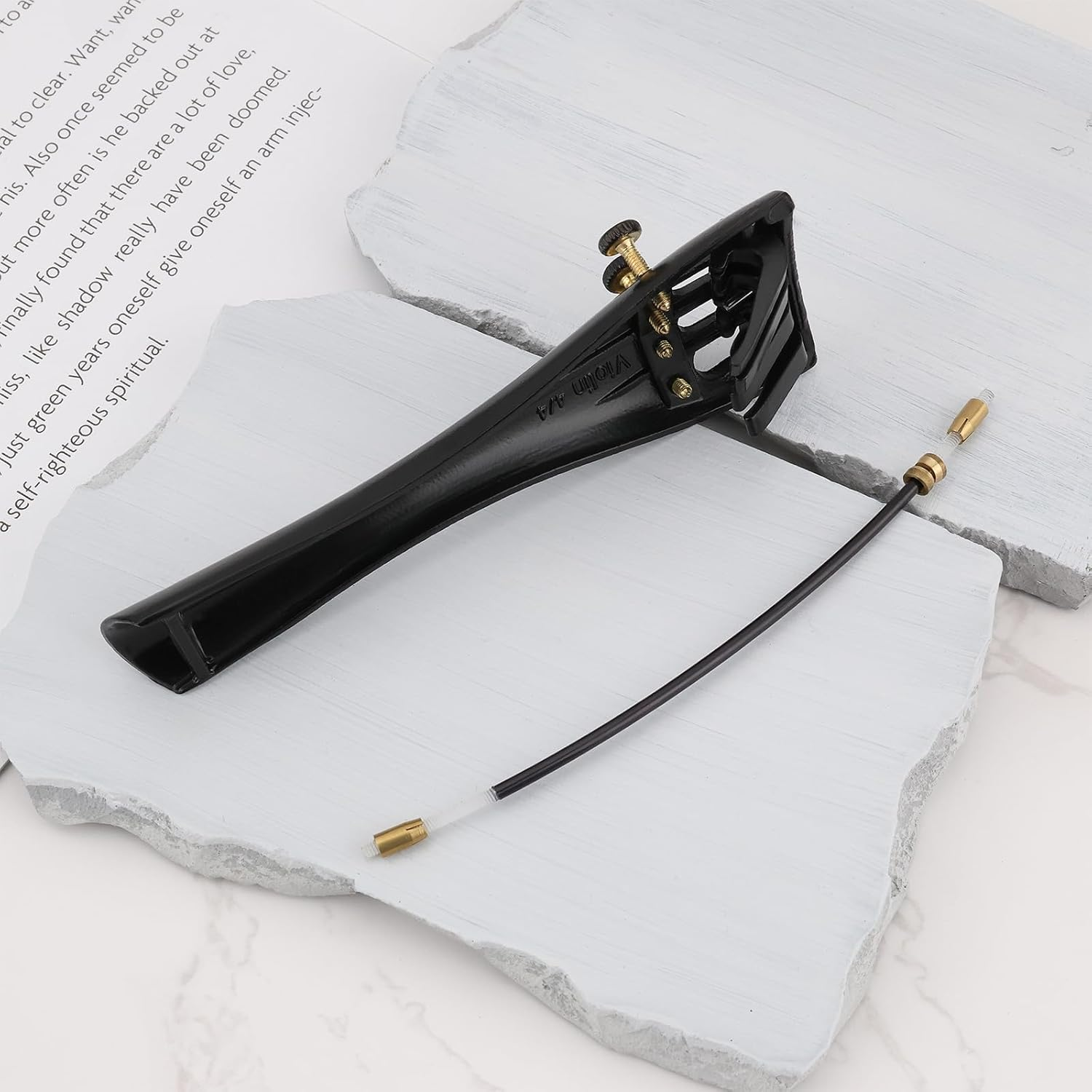 Create Idea 4/4 & 3/4 Violin Aluminum Alloy Tailpiece with 4 Fine Tuners, Black image number 2