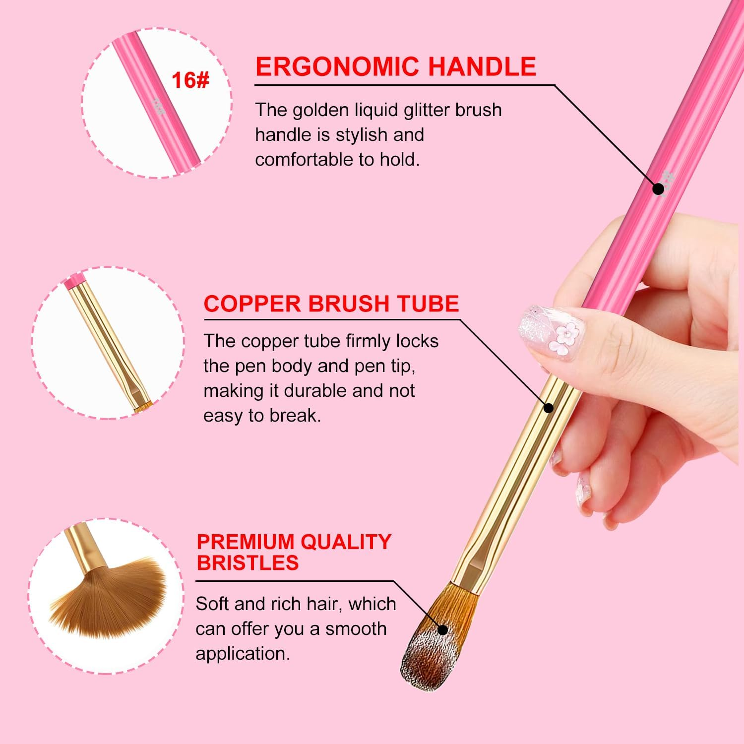 MUSILAN 5Pcs Acrylic Nail Brush Set, Multifunctional Nail Brushes, Nylon Bristles, Plastic Handle, Other Color, Ideal for Professionals and Beginners, Size 12/14/16/18/20 image number 1