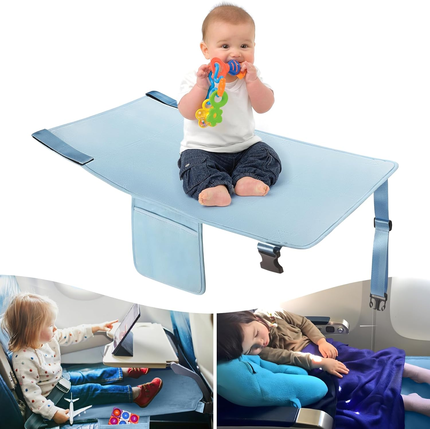 Toddler Airplane Bed, Kids Airplane Seat Extender Travel Bed, Kids Airplane Travel Essentials, Airplane Must Have for Toddlers, Portable Plane Bed Foot Rest for Flights
