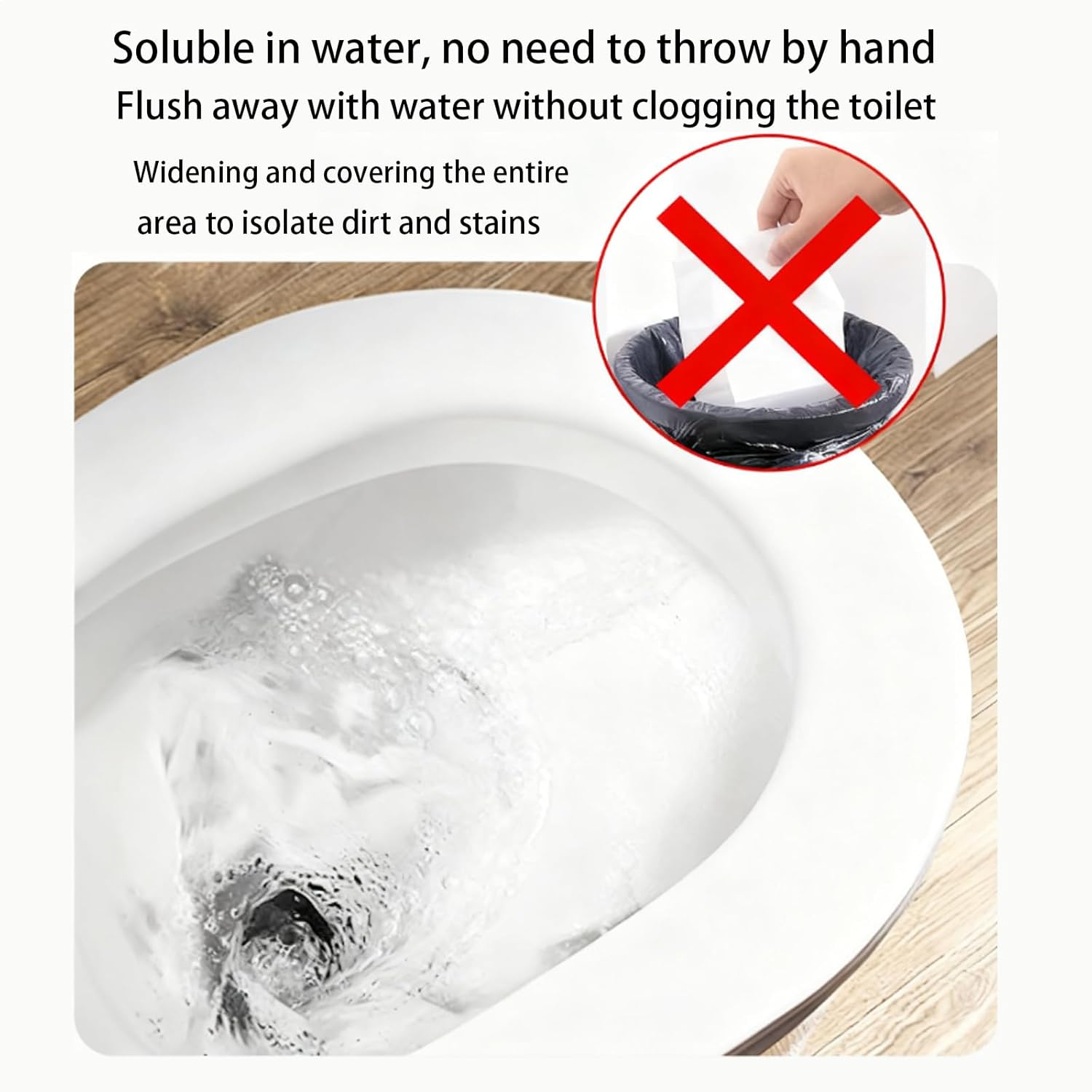 100-Count Toilet Seat Covers Disposable, Universal Size 38X46Cm, Waterproof, Washable, Essential for Travel in Public Restrooms, Suitable for Use in Public Restrooms, Airplanes, and Camping image number 5