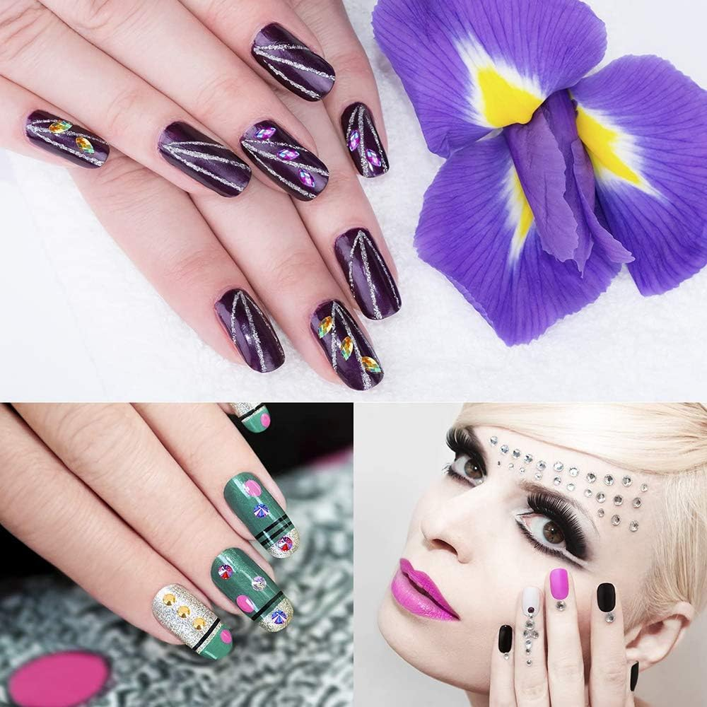 4 Boxes 5900 Pieces Nail Art Rhinestones Kit Multicolor Nails Decorations Supplies image number 4