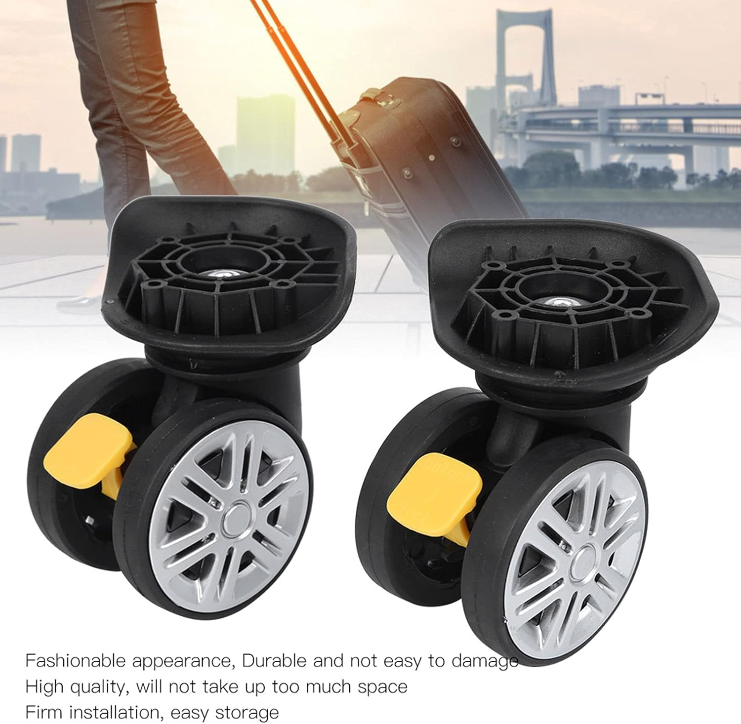 ANKROYU Outdoor Mute Brake Wheel, Draw Bar Box Wheel, Replacement Luggage Cases Wheel, Niversal Outdoor Suitcase Wheel, Luggage Replacement Wheel for Outdoor Travel image number 3