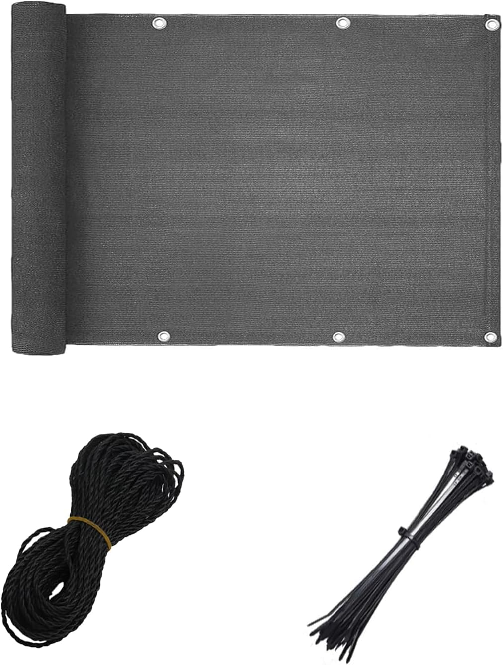 Balcony Privacy Screen Fence Cover 3 X 16.4Ft Fence Mesh Windscreen Cover Mesh Fence Privacy Screen UV Protection Balcony Shield Cover for Deck Patio Backyard Pool Porch SH0005 (Dark Grey) image number 2