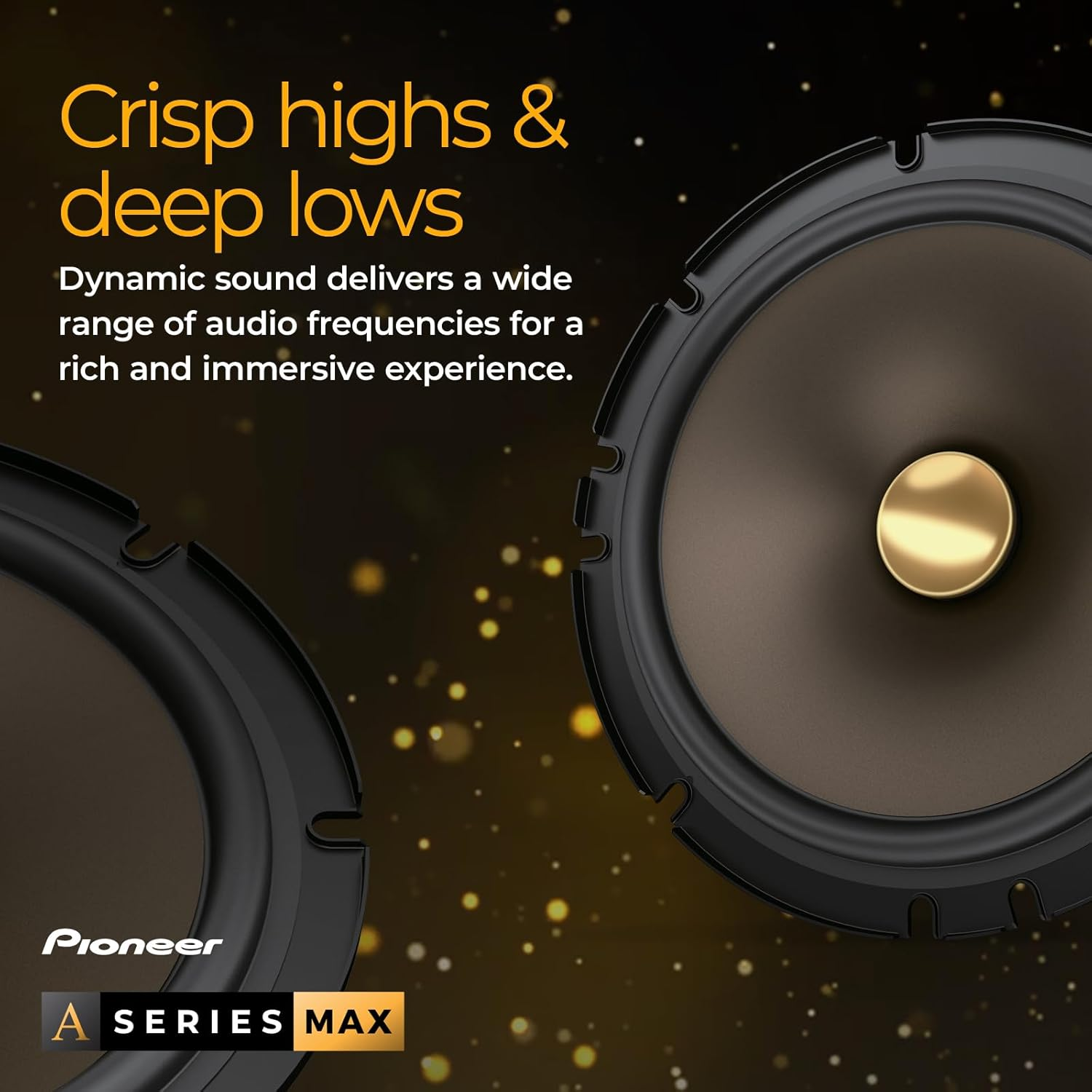 PIONEER A-Series MAX TS-A693FH, 2-Way Coaxial Car Audio Speakers, Full Range, Clear Sound Quality, Easy Installation and Enhanced Bass Response, Full Gold Colored 6&rdquo; X 9&rdquo; Oval Speakers
