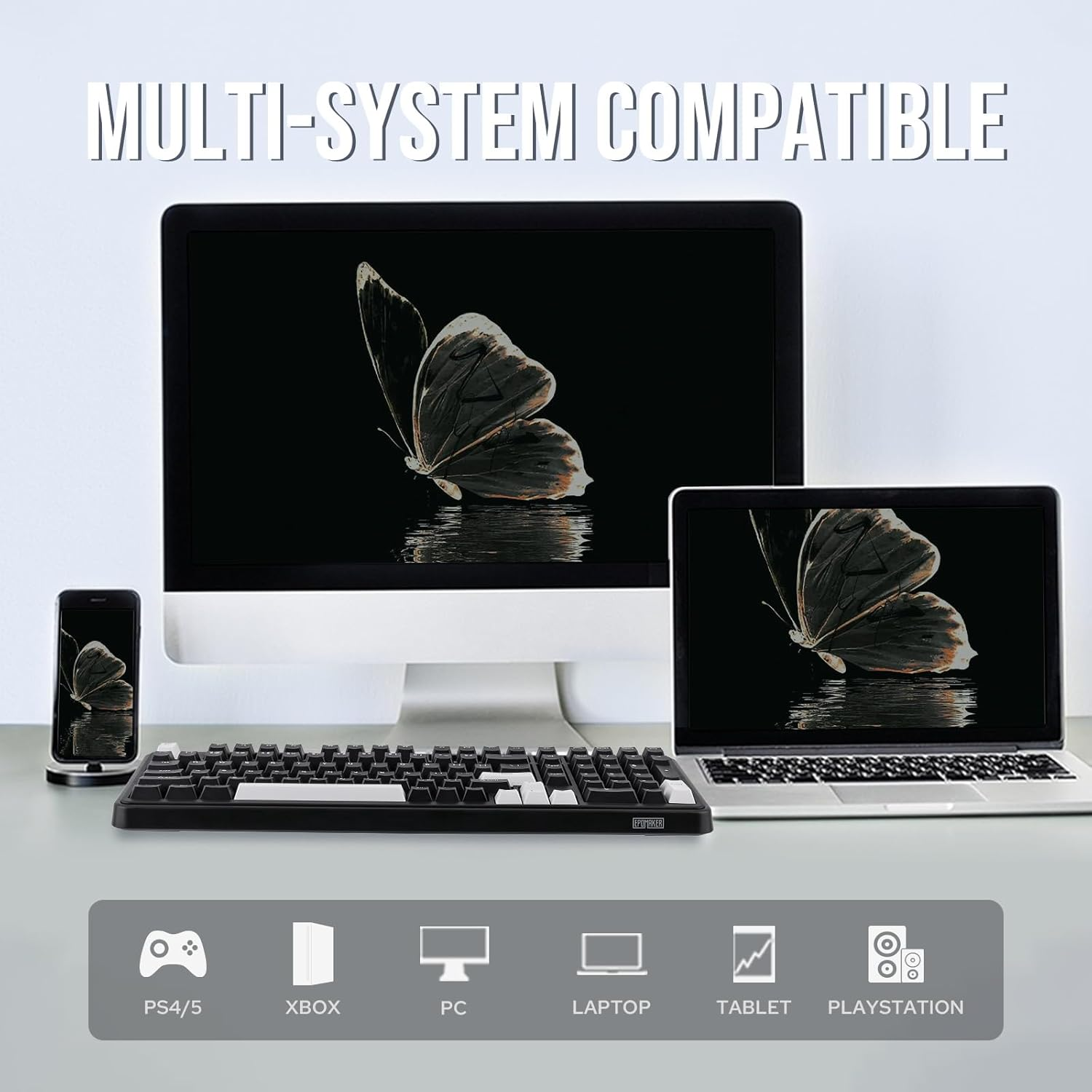 EPOMAKER TH99 Tri-Mode Wireless Mechanical Keyboard, Hot Swappable Custom Keyboard, RGB Gaming Keyboard with Numpad, Gasket Creamy Keyboard for Pc/Mac/Office/Gaming (Black) image number 6