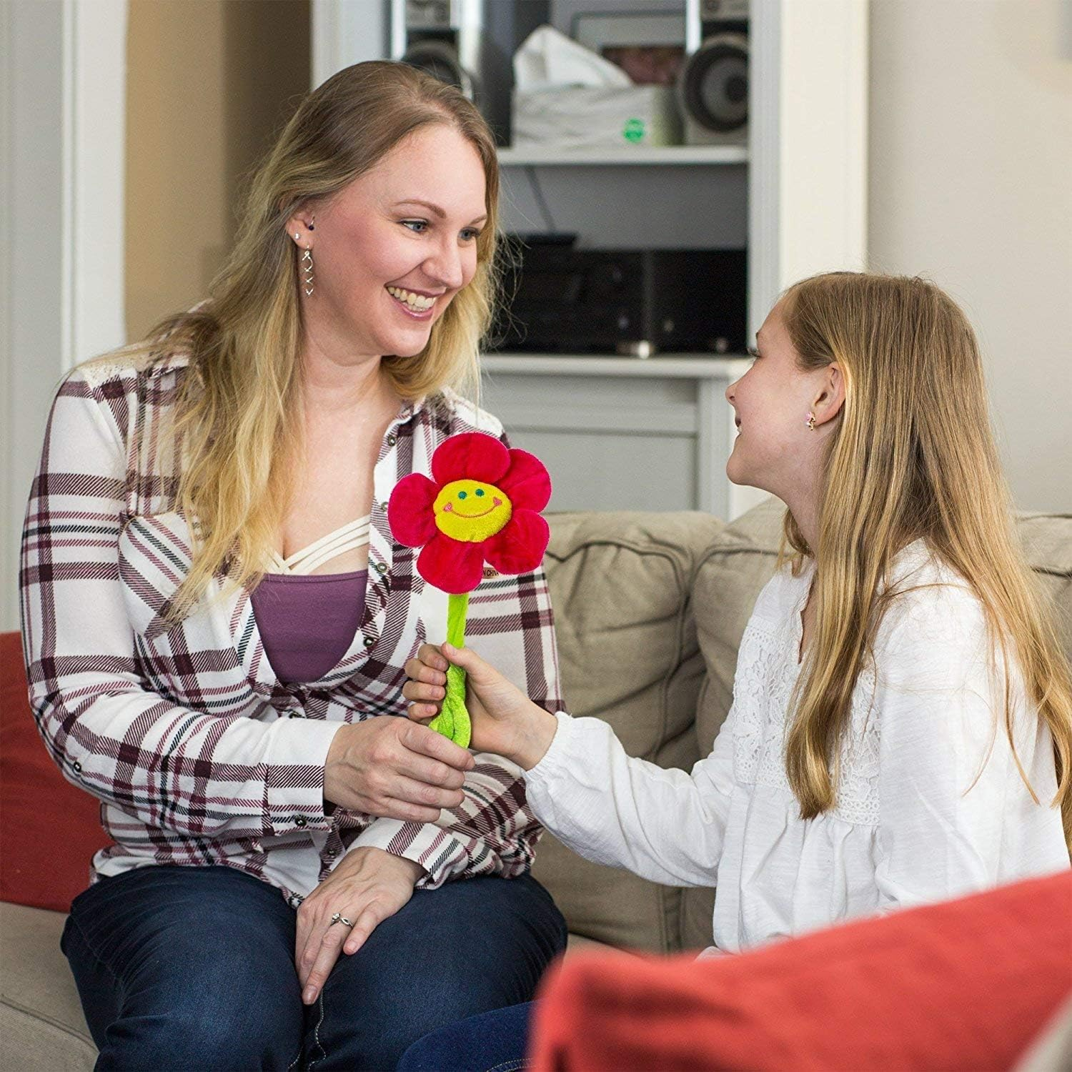 16Pcs Artificial Plush Sunflower Daisy Flower Toy Bendable Curtain Buckle Tiebacks Birthday Wedding Party Gift Decor Fairy Wands Stick Performance Props Novelty School Prize Gifts image number 4