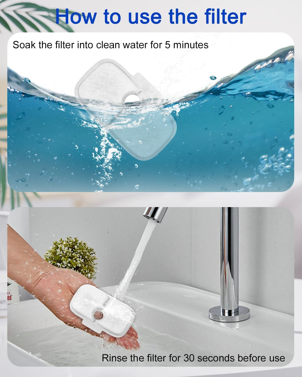 Pack of 12 + 12 Cat Fountain Filter, Replacement Filter for Drinking Fountain, Cat Fountain Filter with Petlibro 2.5 Litre PLWF005, PLWF115, Filter Cat Fountain, 12 Filter Cartridges and 12 Foam image number 5