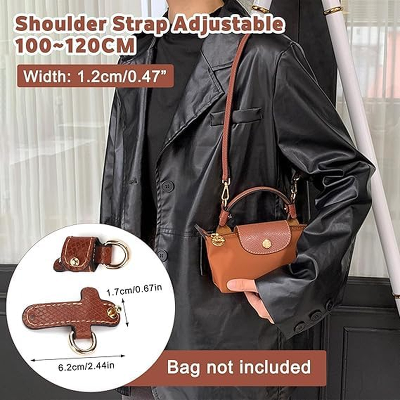 Strap for Mini Bag, Leather Crossbody Bag Strap Kit, Purse Straps Replacement Crossbody 1.2M Brown-Gold image number 4
