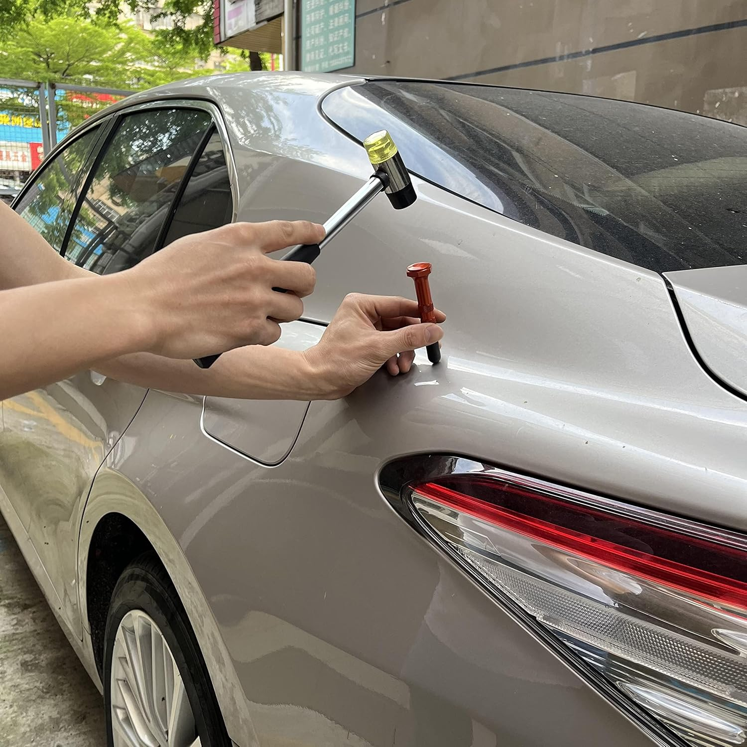 23-Piece Professional PDR Kit for Paintless Dent Repair, Auto Body Hail Damage & Door Dings Removal Tool Set with Manganese Steel Rods & Knock down Pen image number 1