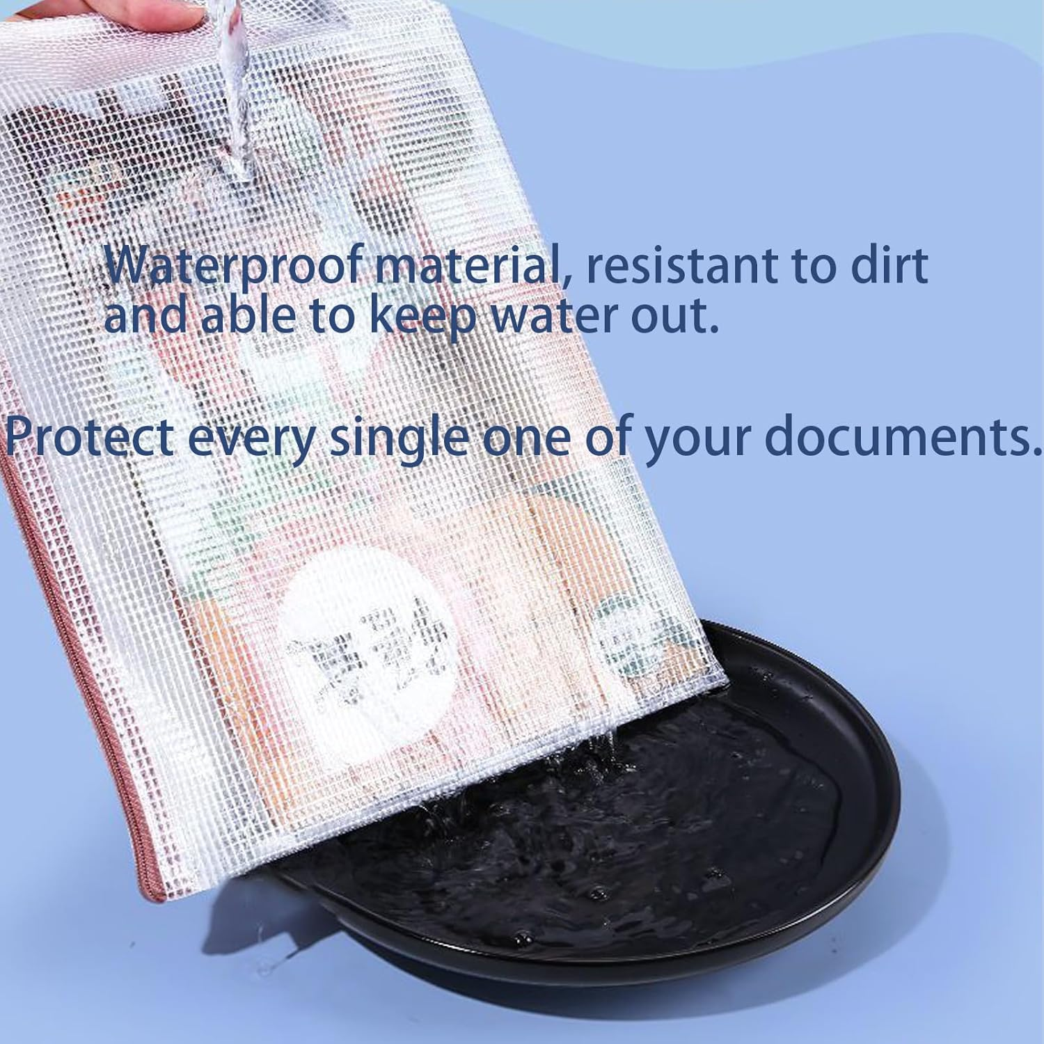 10PCS Mesh Zipper Pouch, 5PCS A4+5PCS A5 Mesh Bags, Waterproof Plastic Document Pouch, Zip File Folders, Document Storage Bag Organization for Travel School Office Supplies. image number 3