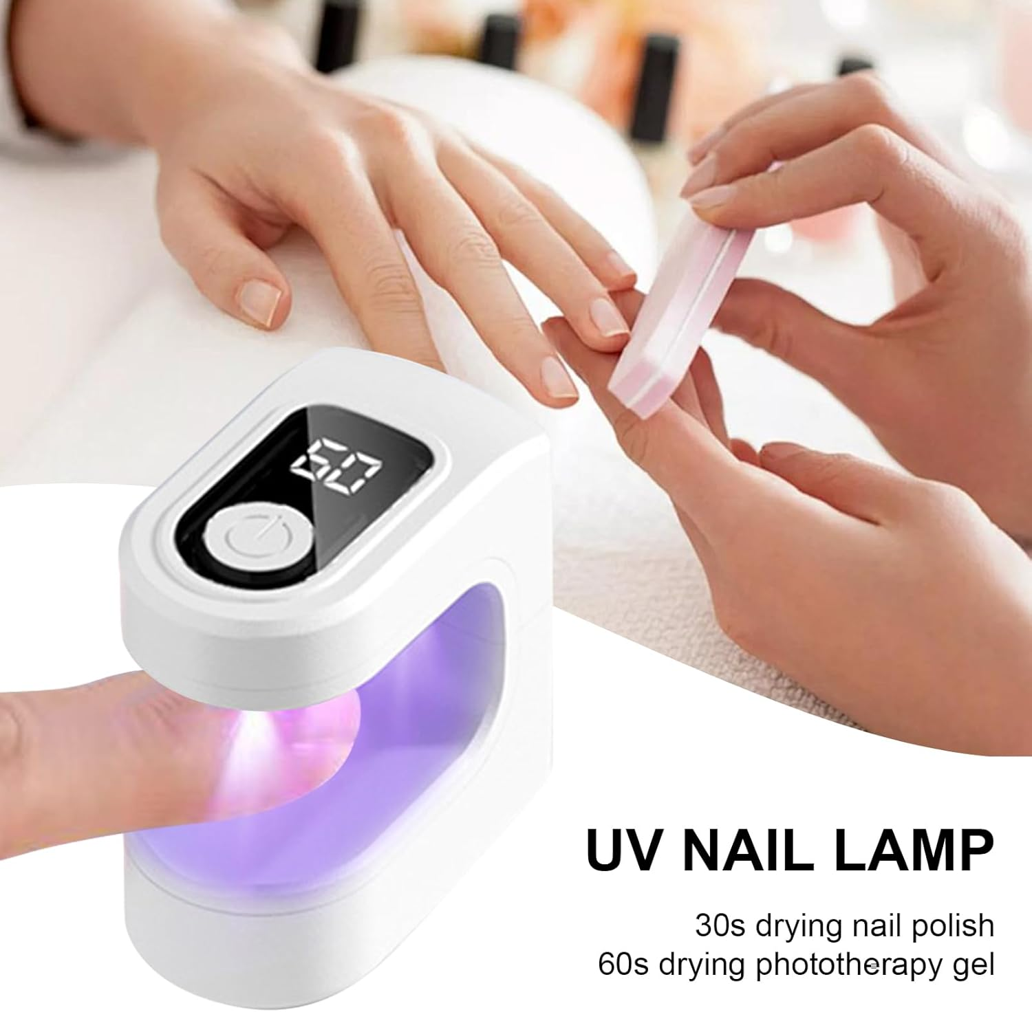 Small UV Light for Nails | USB Rechargeable Fingernail Lamp | Portable Manicure Curing Light for Home Travel Daily Use with 2 Timing Modes image number 4