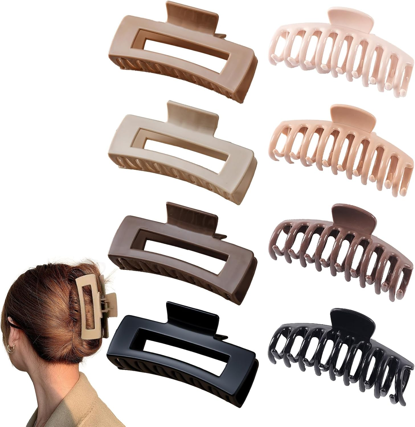 VEGCOO Pack of 8 Cloud Clips, Women'S Large Hair Clips, 11 Cm, Soft and Flexible, Large Non-Slip Hair Clip, Claw Clip Hair Clips Set for Thin and Thick Hair image number 5