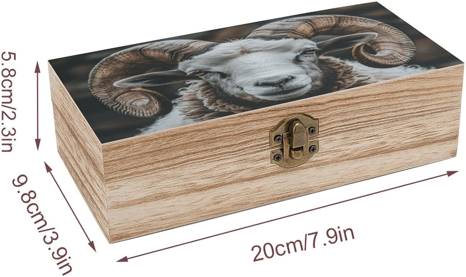 Longhorn Ram Pictures Wooden Box Wood Wedding Keepsake Boxes with Lids Small Decorative Boxes Lightweight Wooden Memory Storage Box for Crafts Keepsakes Jewelry Photo Letter Storage image number 6