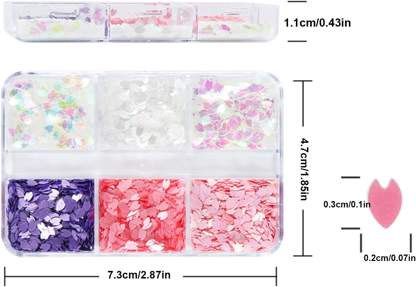 Flowers Nail Glitter | 6-Colors Cherry Blossoms Petals Sequins - Petals Glitter Flakes Set for Women Girls Summer Nail Decoration