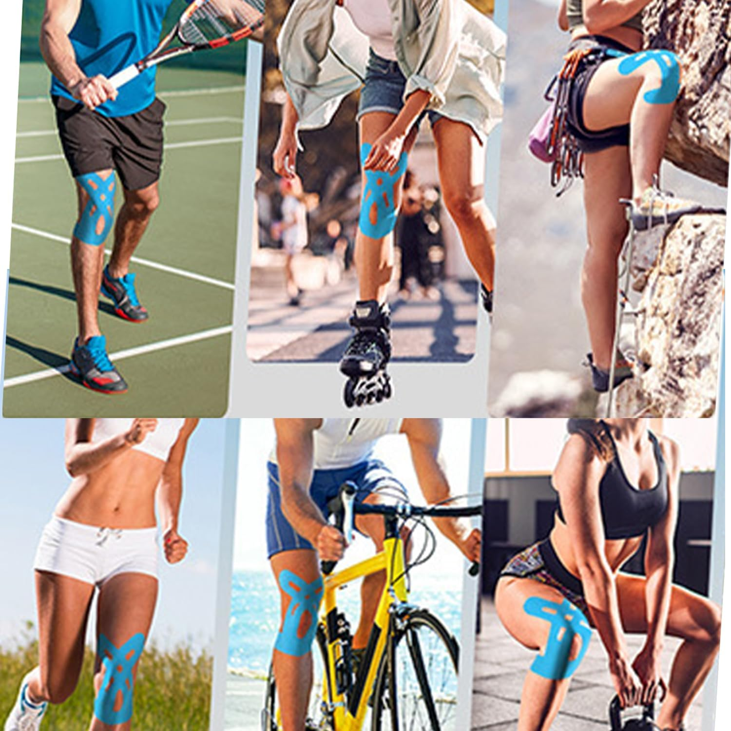 IONPSHG 12Pcs Precut Kinesiology Tape for Knees &ndash; Elastic Knee Support & Stability, Pain Relief, Waterproof & Breathable Athletic Tape for Sports Injury Recovery, Hypoallergenic & Long-Lasting Adhesion image number 4