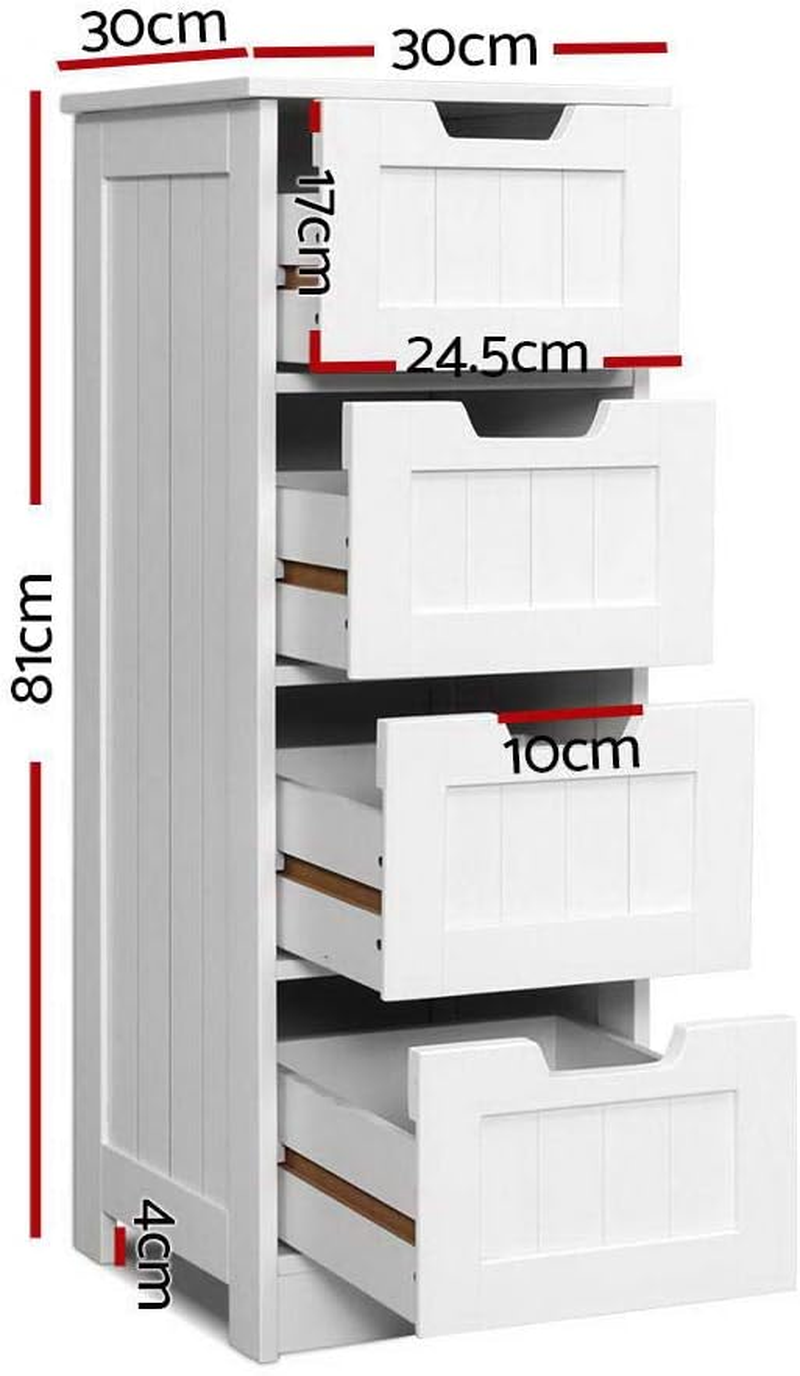 Artiss Chest of Drawers 4 Drawer White Tallboy, Dresser Clothes Storage Cabinet Organizer Bedside Table Bedroom Furniture Home Living Room Hallway Entryway image number 3