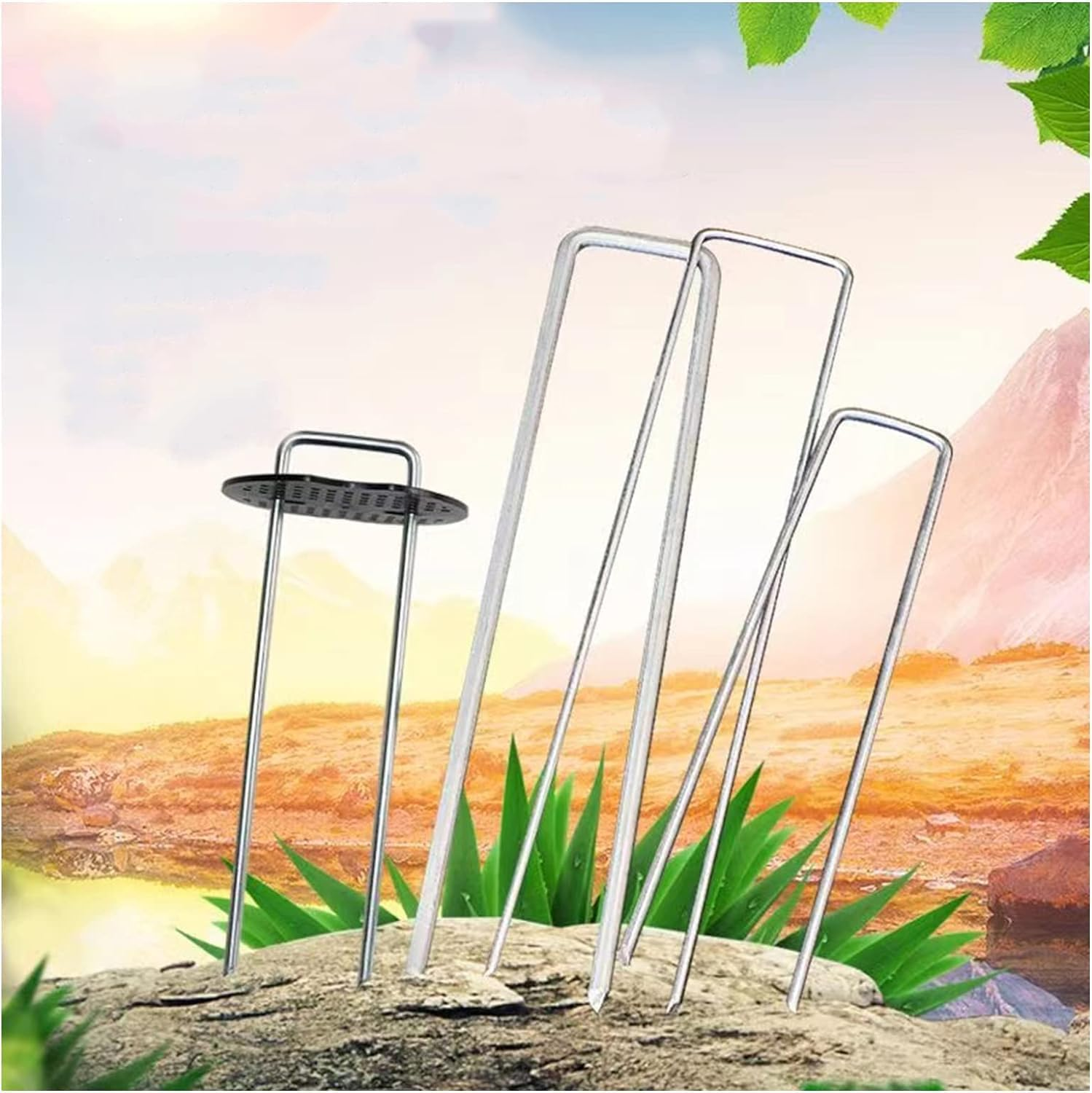 101PCS Garden Staples Gasket Kit with Precision Hook，Garden Stake，Securing Garden Ground U-Type Turf Staples for Securing Fences Weed Barrier, Landscape Staples for Securing Landscape Fabric