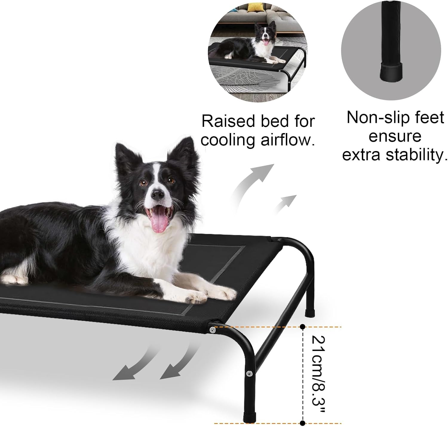 Elevated Dog Bed for Large Dogs，Raised Dog Bed Cot Cooling，Portable Pet Travel Bed for Outdoor，Washable Breathable Mesh Pet Bed with Metal image number 2