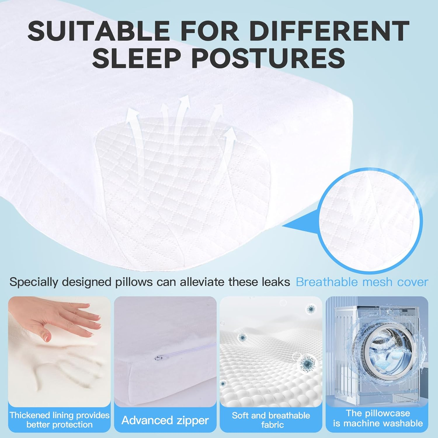 CPAP Pillow for Side Sleepers Stomach Sleepers, Contour Side Sleep Therapy Memory Foam Pillow Supporting Hose and Mask,Reduce Air Leaks & Mask Pressure image number 1