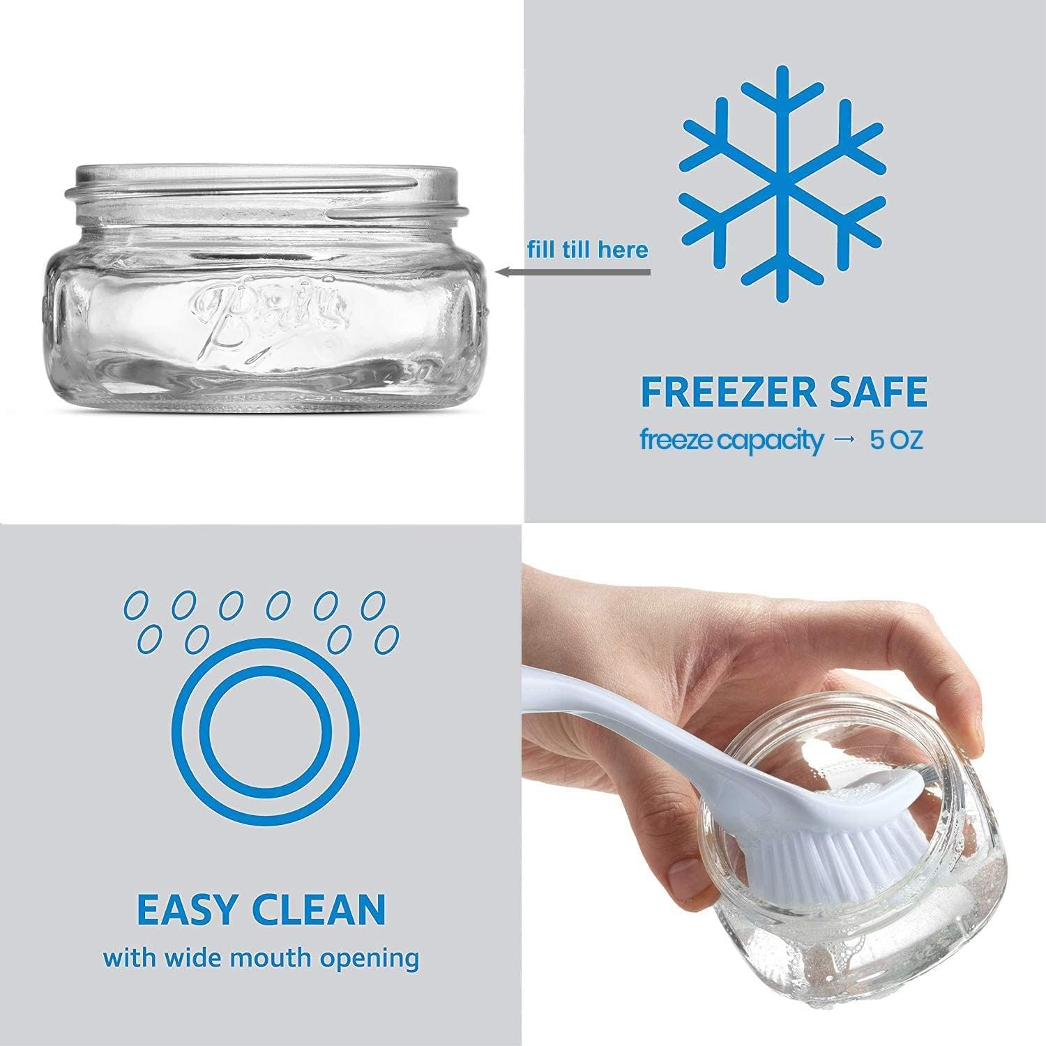 RROAD Mason Jars 8 Oz - 4 Pack Glass Canning Jars with Silver Airtight Lids and Band Small Mason Jars, Honey Canning, Jam Canning, Jelly Canning,With 1Pc Spoon image number 4