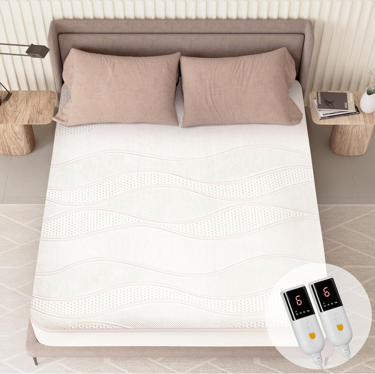 TEXCITING Electric Blanket King Size - Heated Underblanket Dual Control with 6 Heat Setting & 10 Hour Auto Off, Machine Washable,Saa Certified -King image number 1