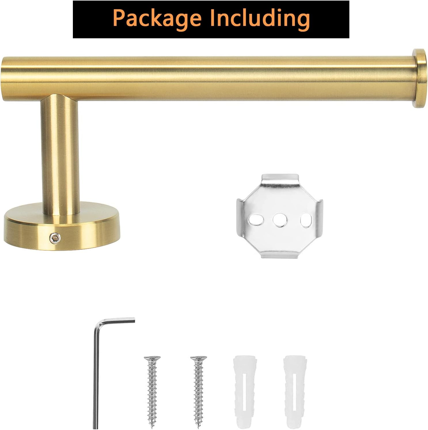 Nearmoon Bathroom Toilet Paper Holder, Premium SUS304 Stainless Steel Rustproof Wall Mounted Toilet Roll Holder for Bathroom, Kitchen, Washroom (1 Pack, Brushed Gold) image number 4