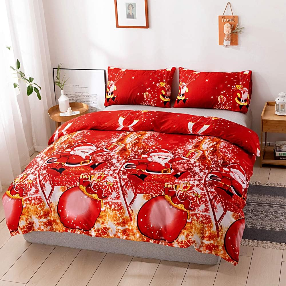 Royal Santa Presents Xmas (Double) Quilt Duvet Cover & Pillowcase Christmas Bedding Bed Set, Multi-Colour Santa Claus Duvet Cover Set, Ultra Soft, Durable Design image number 6