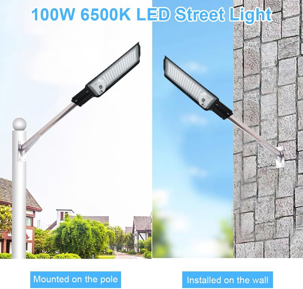 100W LED Street Light 6500K Superbright Street Lamp, IP66 Security Wall Lamp Tree Lamp Outdoor Light for Roads(2Pcs image number 6