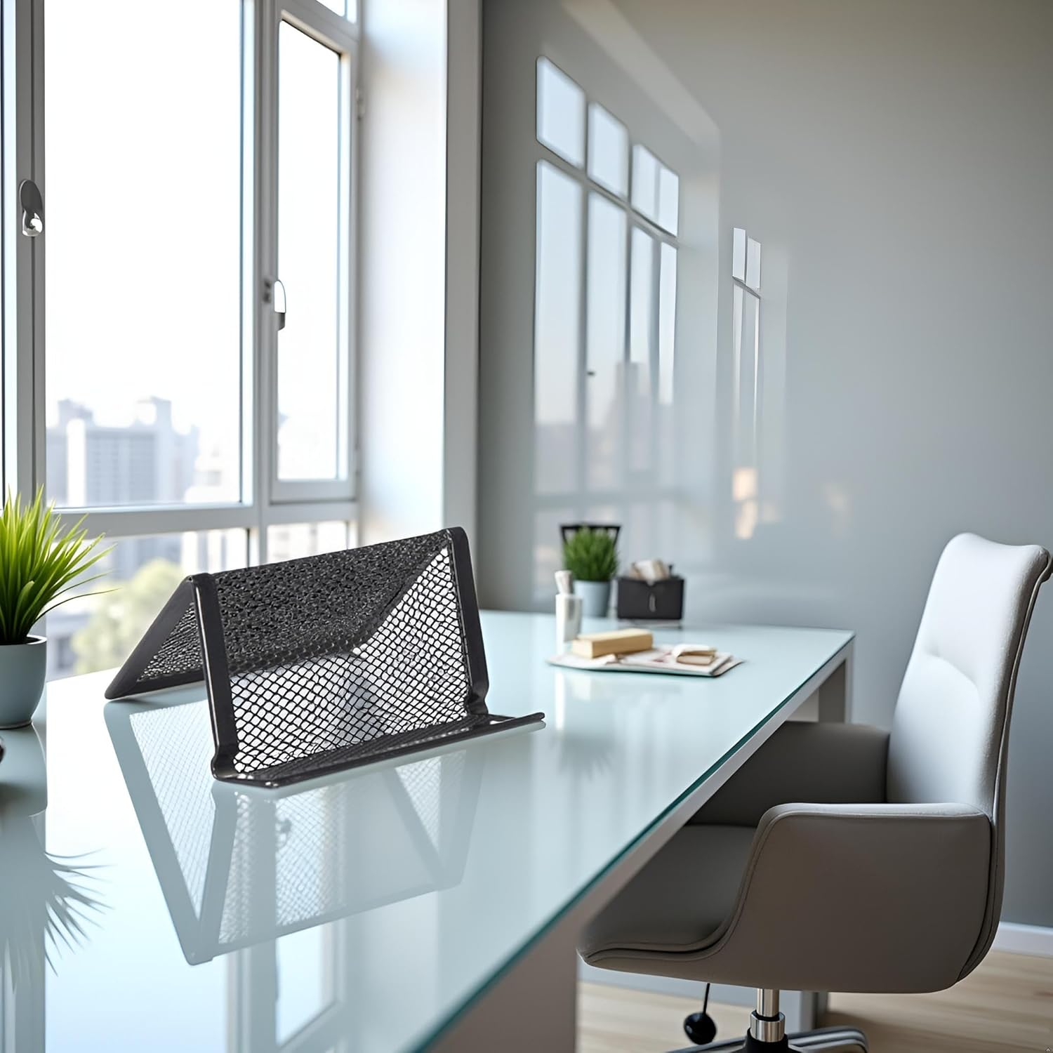 Black Business Card Holder, Metal Mesh Business Card Holder, Credit Name Card Case, Office Card Collection Organizers Desk Storage Stand Index Card Filing Products Desk Accessories image number 5