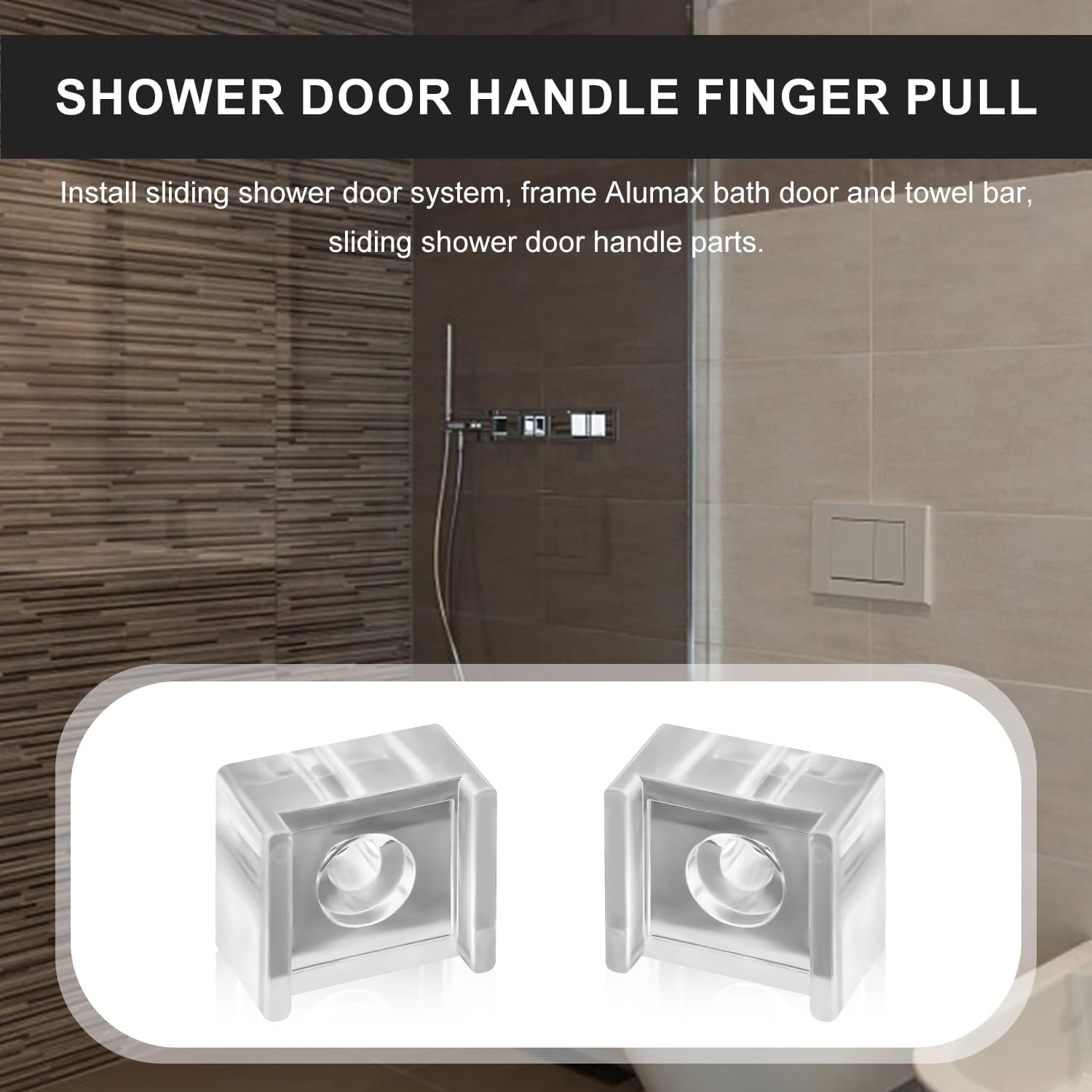 PEUTIER 4Pcs Shower Door Finger Pull, Acrylic Shower Door Bumpers Clear Glass Sliding Door Replacement Parts for Alumax Framed Shower Door & Towel Bars image number 3