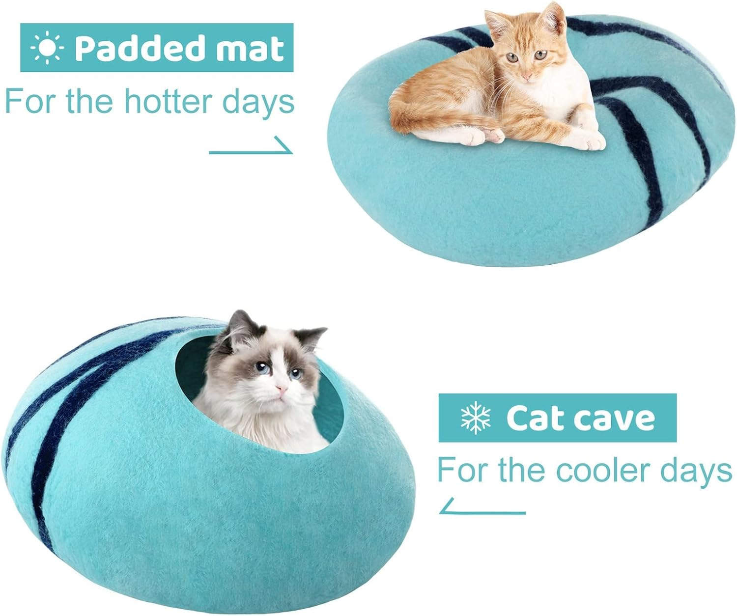 Cat Bed, Cat Cave Bed Artificial Wool Comfortable Warm Hideout Cat Dome Bed, Pet Kitten Dome Bed Cat House for Indoor Pet Supplies for Dogs Cats