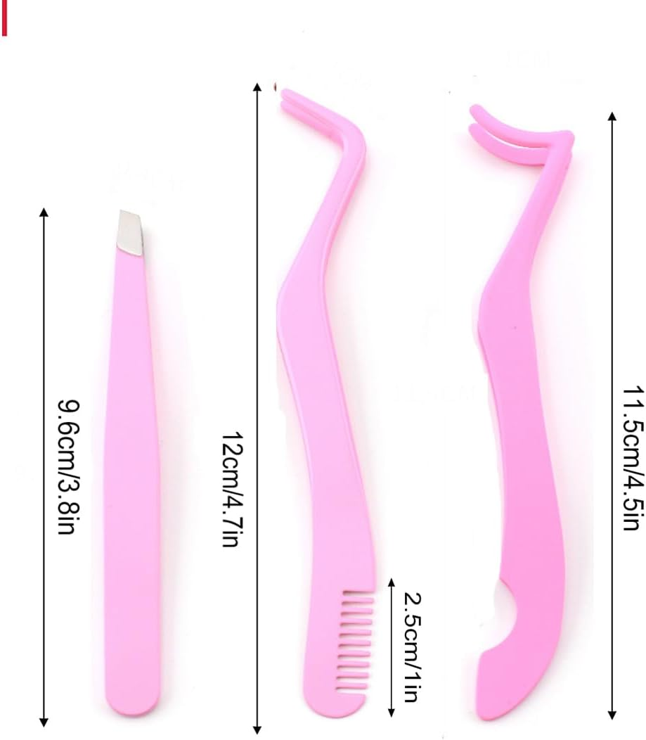 3 Pcs Eyelash Applicators Tools Stainless Steel Eyelash Clusters Tweezers for Eyelash Extension Lash Extension Tweezers for False Lashes Application and Removal (Pink) image number 5