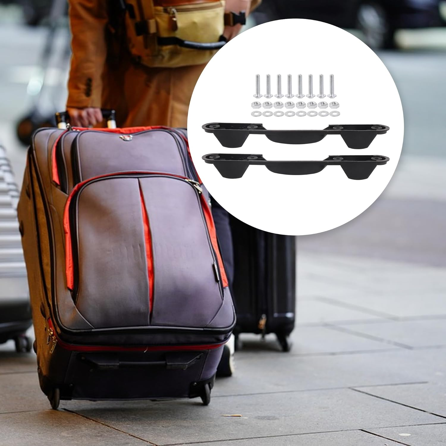 RDEXP 2 Pieces Luggage Bracket Side Feet 8.66" X 4.61" ZF-1 Replacement Plastic Stud image number 1