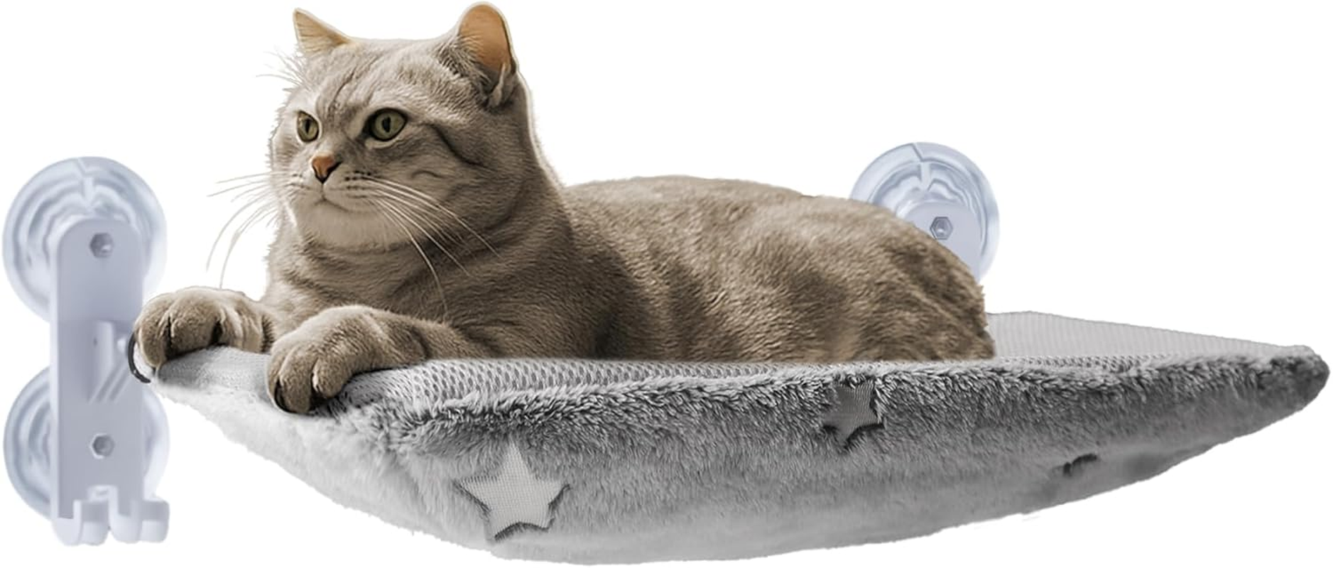 Large Foldable Cat Window Perch for Average Cats &ndash; Double-Sided Glow Fabric Cover, Hook-On Cat Window Hammock, Space-Saving Cat Window Bed image number 4