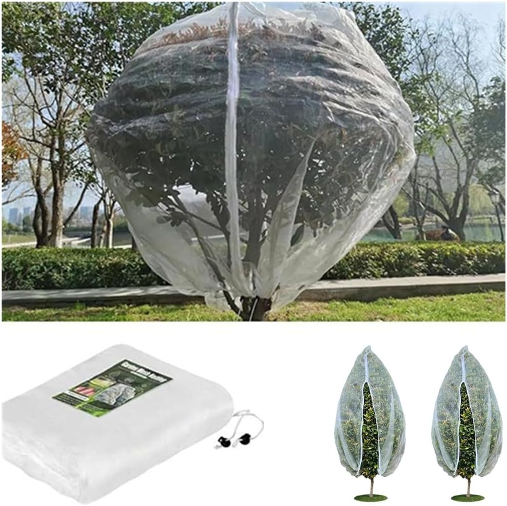 10 X 10 Ft Garden Insect Netting,Granmagazz Large Fruits Tree Netting Plant Cover with Zipper and Drawstring Transparent Bird Plant Barrier Flower Fruits Mesh Screen for Preventing Deer Squirrel Bug image number 3