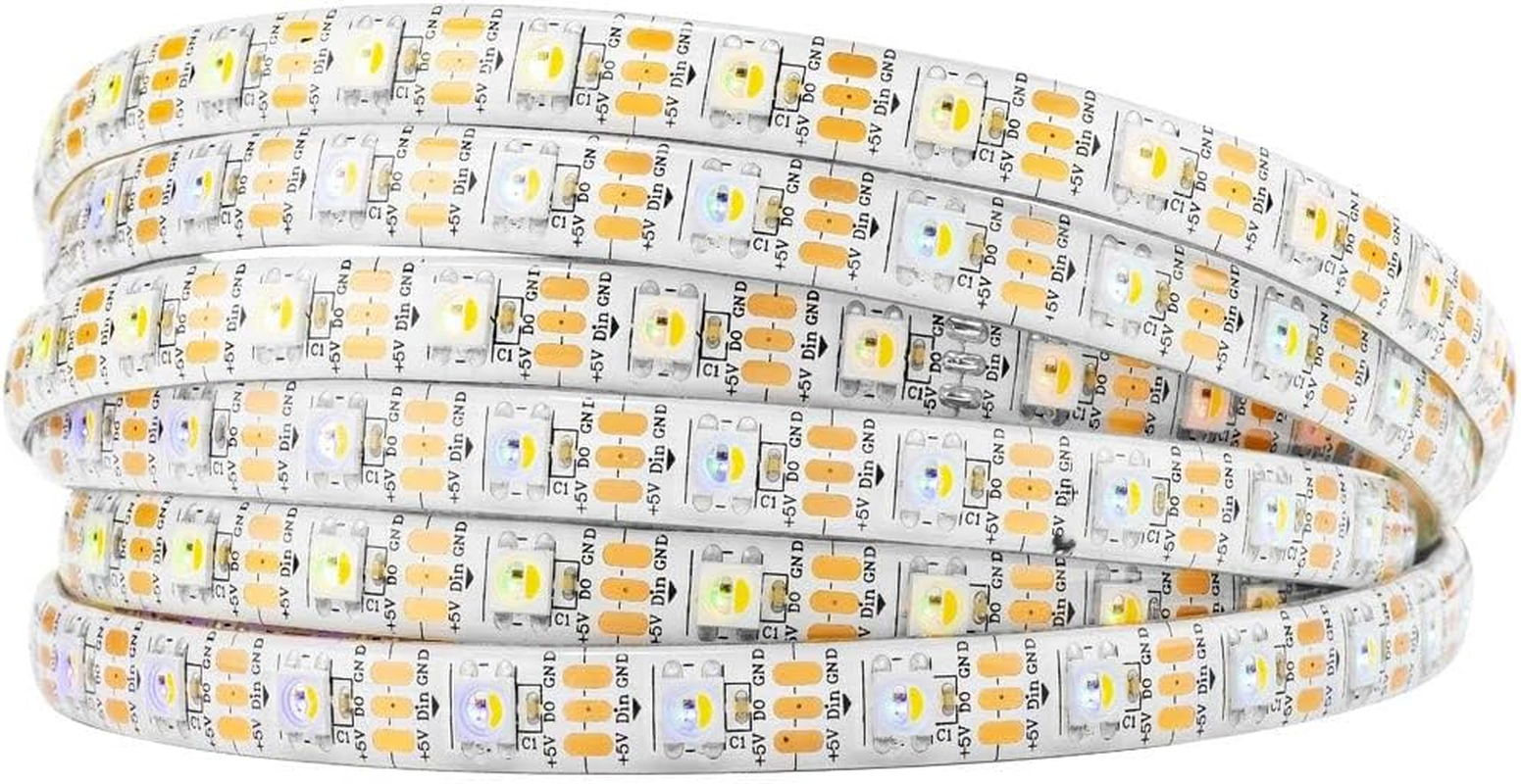 Btf-Lighting RGBW RGBNW Natural White SK6812 (Similar WS2812B) 16.4Ft 5M 60Leds/Pixels/M Individually Addressable Flexible 4 Color in 1 LED Dream Color LED Strip Non-Waterproof DC5V