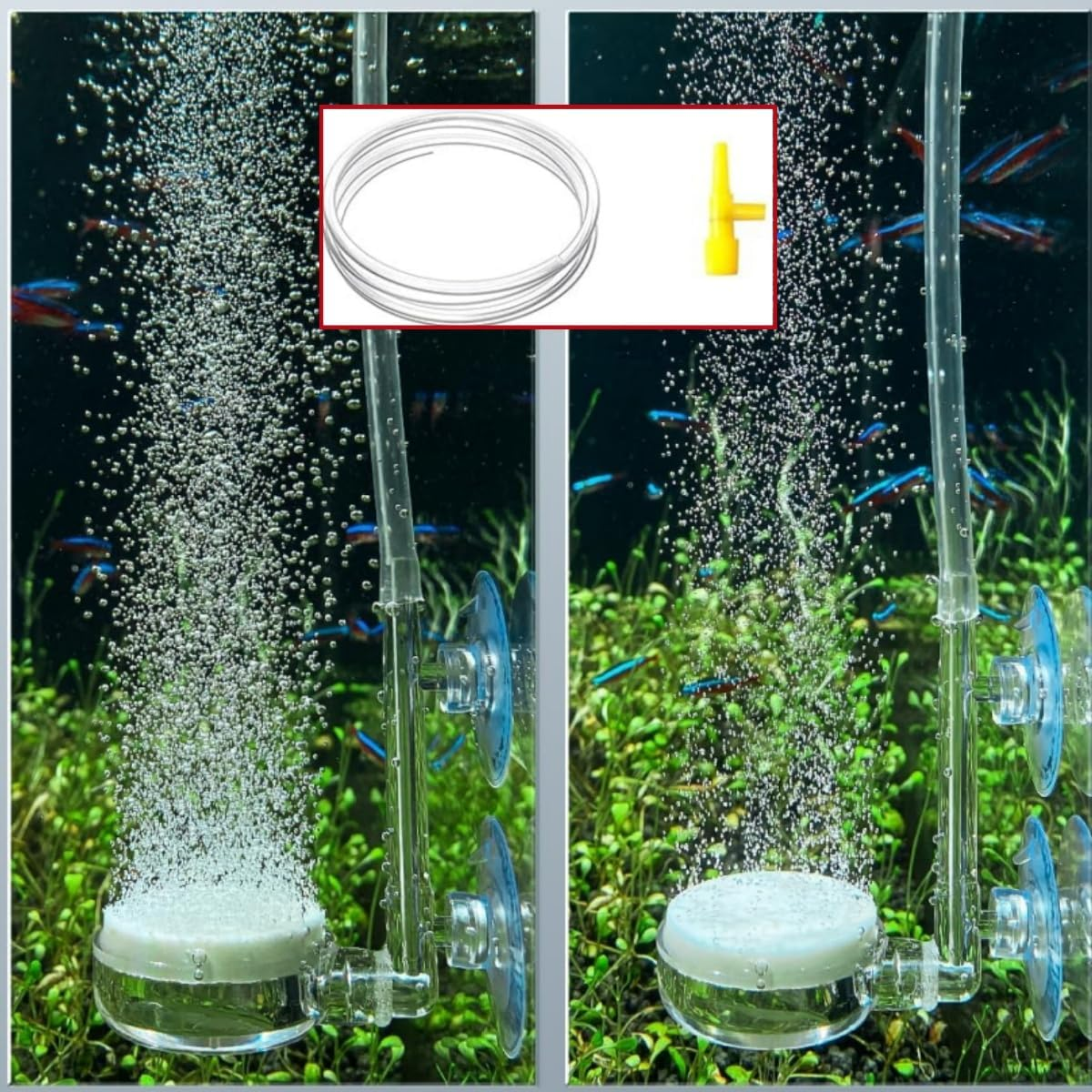 Aquarium Air Stone Tank Nano-Bubble Bubbler with Control Valve 1.5M Air Hose Quiet Ultra-High Dissolved Oxygen Diffuser to Create Ultra-Small Bubbles for Fish Tanks and Basins image number 5