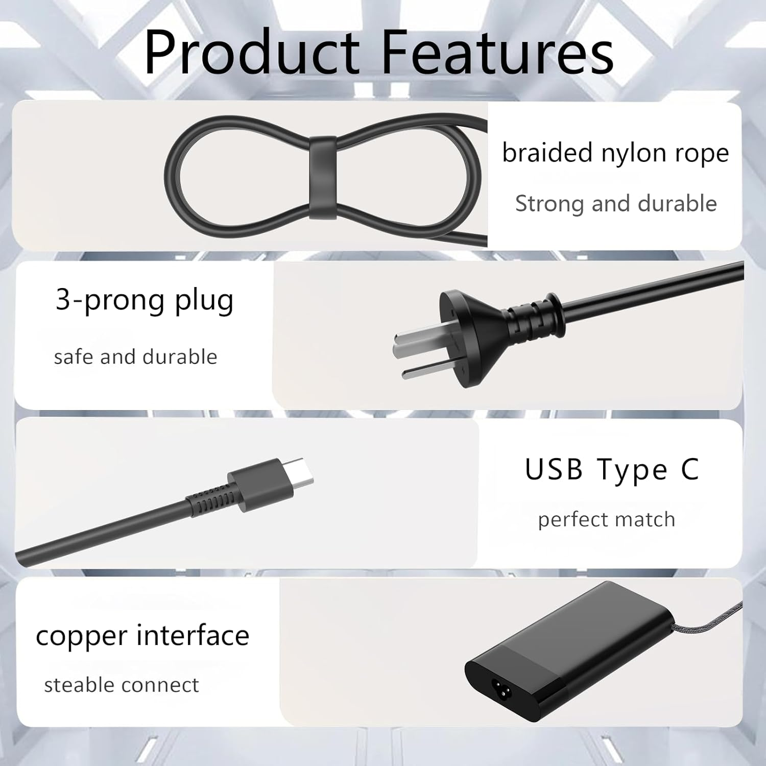 140W USB C Laptop Charger Compatible with HP Omen Transcend 14 14-Fb0013Dx 14-Fb0097Nr Spectre X360 2-In-1 16-Aa0047Nr 16-Aa0097Nr Tpn-La29 N22270-001 N22282-001 Tpn-Da29 image number 4