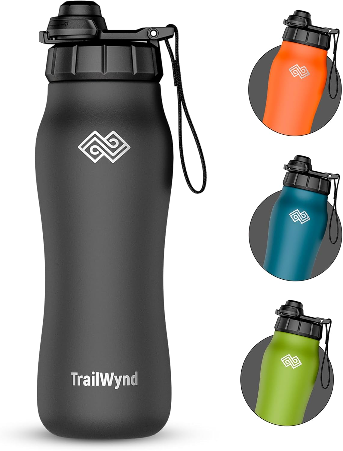 Insulated Stainless Steel Water Bottle, 24 Hours Cold, 12 Hours Hot, Leak-Proof, Powder-Coated Finish, 24Oz (Green)