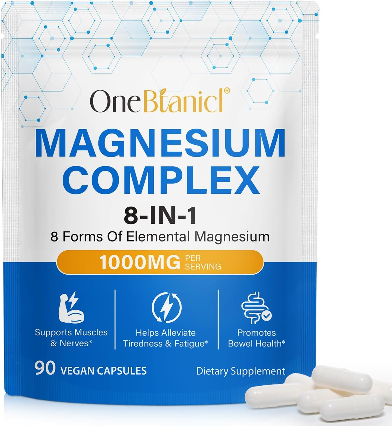 Magnesium Complex 8-In-1 Supplement 1000Mg | Includes Glycinate, Citrate, Malate, Taurate & More | Multi-Source Formula | Vegan, Non-Gmo | Easy-To-Swallow Capsules | 90 Count image number 4