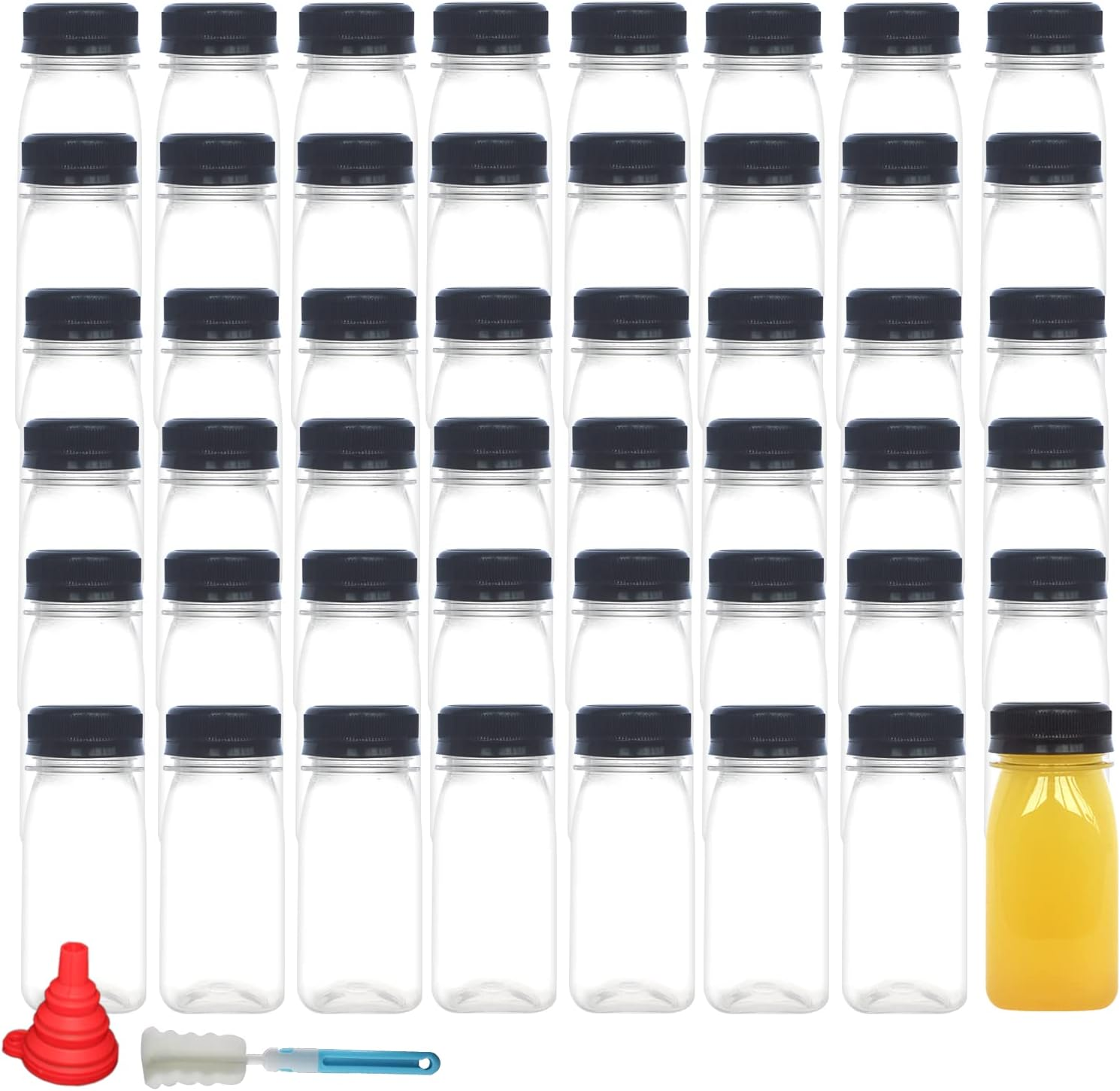 24 Pack 12 OZ (350 Ml) Clear PET Plastic Juice Bottles with Caps- - Plastic Smoothie Bottles-Reusable Bulk Beverage Containers with Lids for Juice, Milk and Other Beverage image number 6