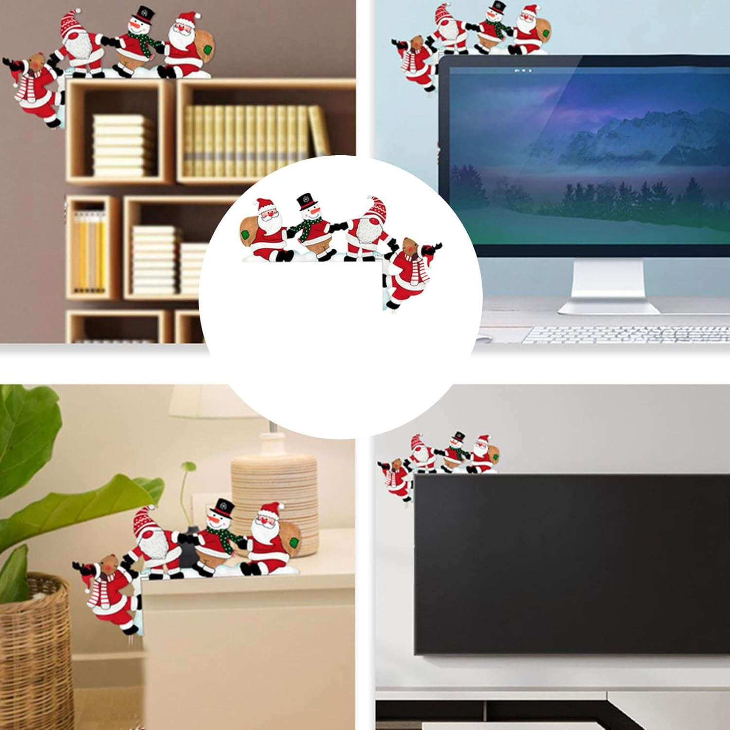 Christmas Door Topper Door Frame Decoration Corner Decor Elk Pulling Santa Claus Wooden Christmas Decorations for Home Wall Cabinet Shelf Holiday Home Frame Ornament (Reindeer) image number 4