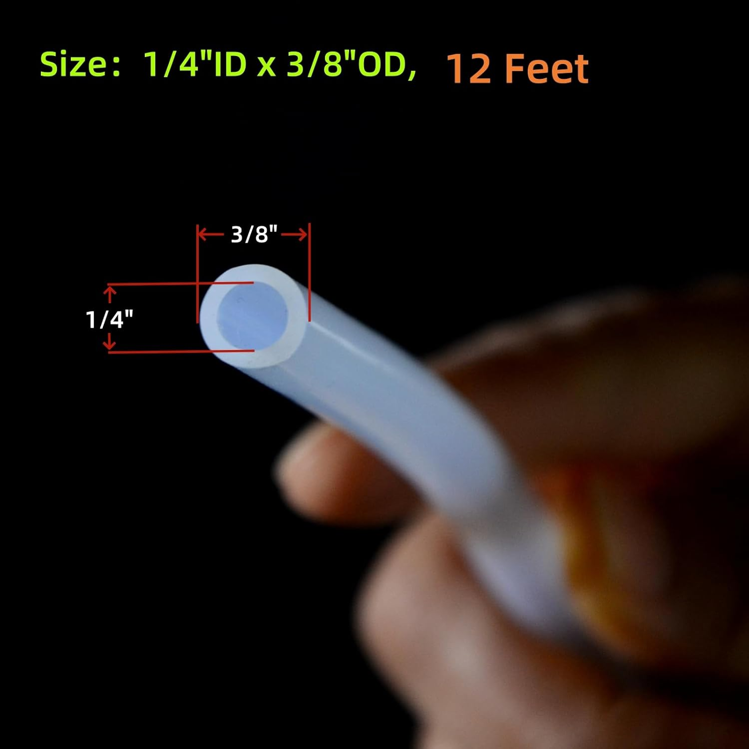 3.65M(12Ft) 6Mm ID X 10Mm OD(1/4" ID X 3/8" OD) Food Grade Silicone Tubing, Home Brewing,Homebrew Kit Wine Making, Aquarium Air Hose, High/Low Temp Resistant, Transparent,Bpa-Free