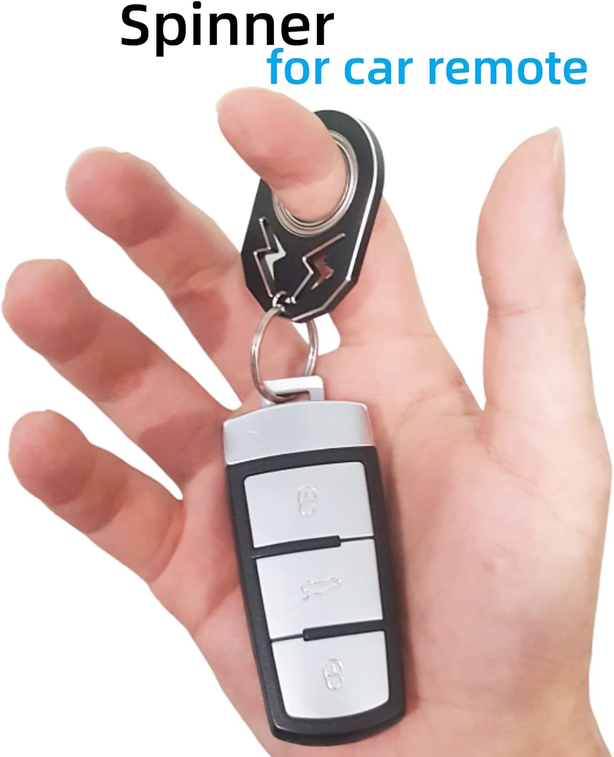 YIPUKIYI Keychain Spinner Fidget Ring Metal Key Chain Spinner Fidget Ring Type Toy for Man Women and Kids (Silver) - New Black image number 4