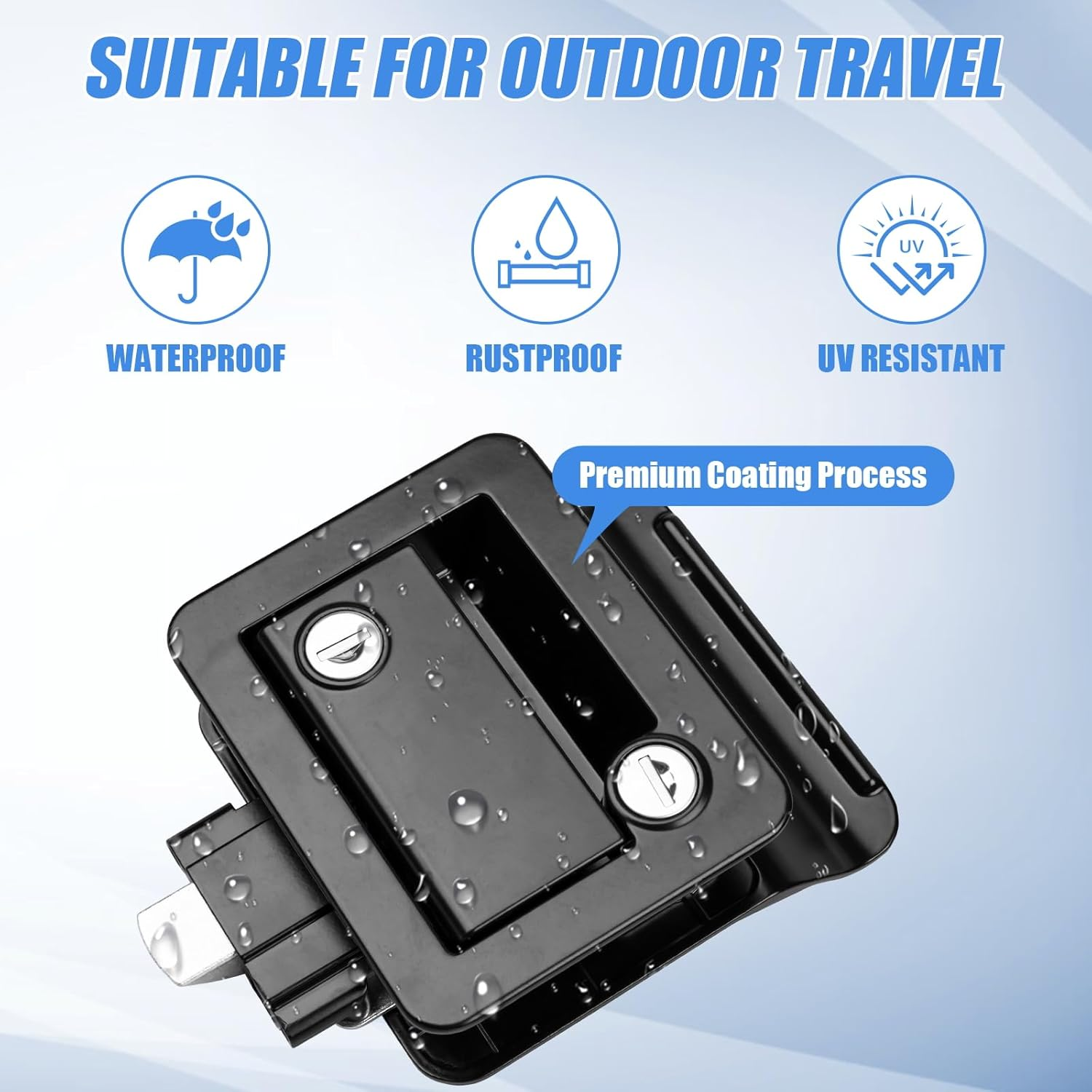 RV Entry Door Lock Replacement, Upgrade RV Door Latch Handle with Paddle Deadbolt for Outside, Camper Trailer Door Lock for Cargo Horse, Premium Zinc Alloy RV Door Locks for Travel Trailers image number 2