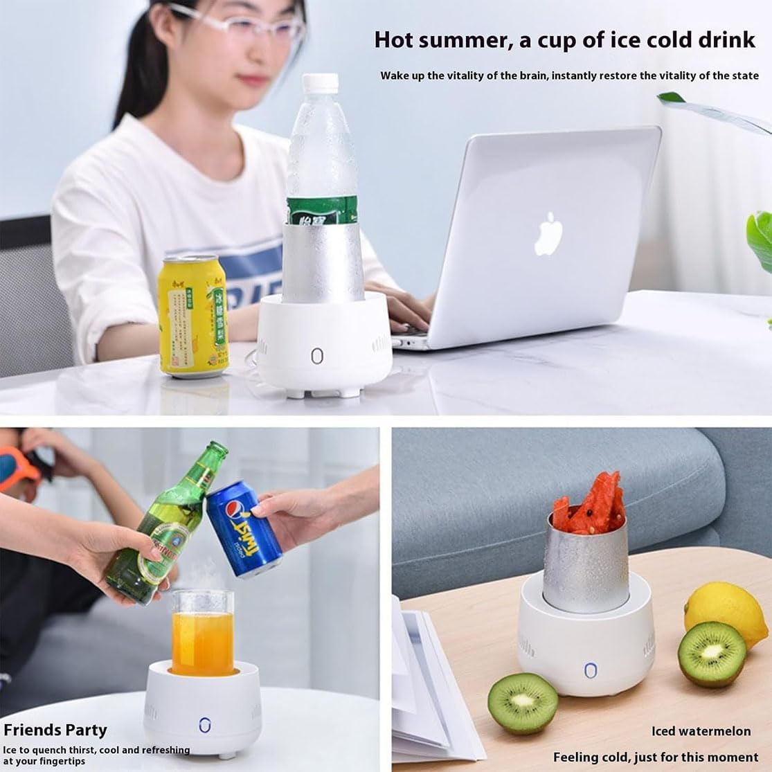 Smart Cold Beverage Machine, Instant Cooling Cup, Fast Cooling Cup, Mini Ice Maker Machine Electric Cooling Mug Smart Beverage Cooler Cup Mini Drink Chiller for Beer, Beverage, Can, Ice Cream, Coffee image number 3