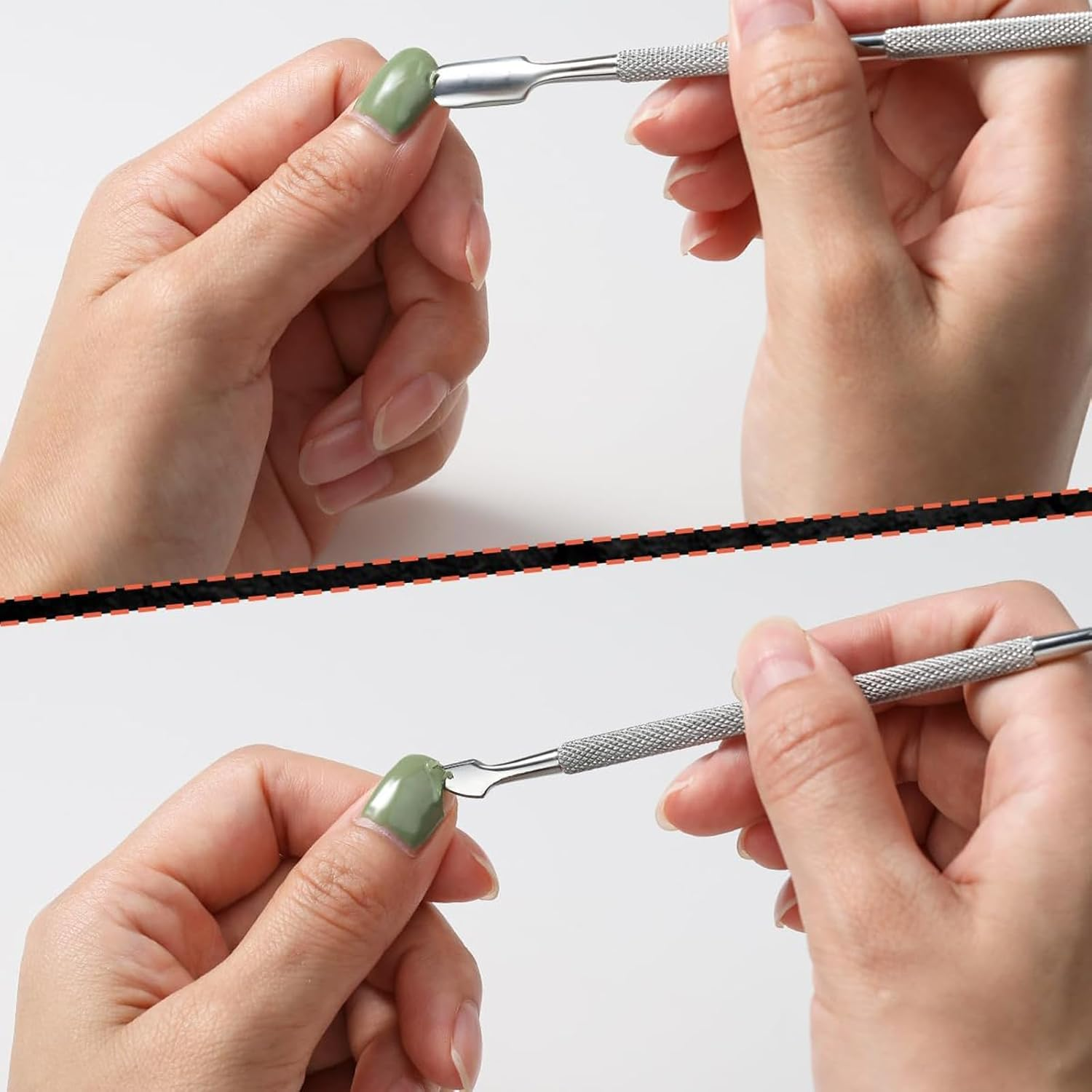 Hzqzaoan Cuticle Pusher & Cuticle Remover Set of 2 - Professional Nail Tools Kit - Worthy Manicures: Stainless Steel Anti-Slip Pusher, Trimmer Stick & Under-Nail Cleaner for Perfect At-Home Care! image number 1