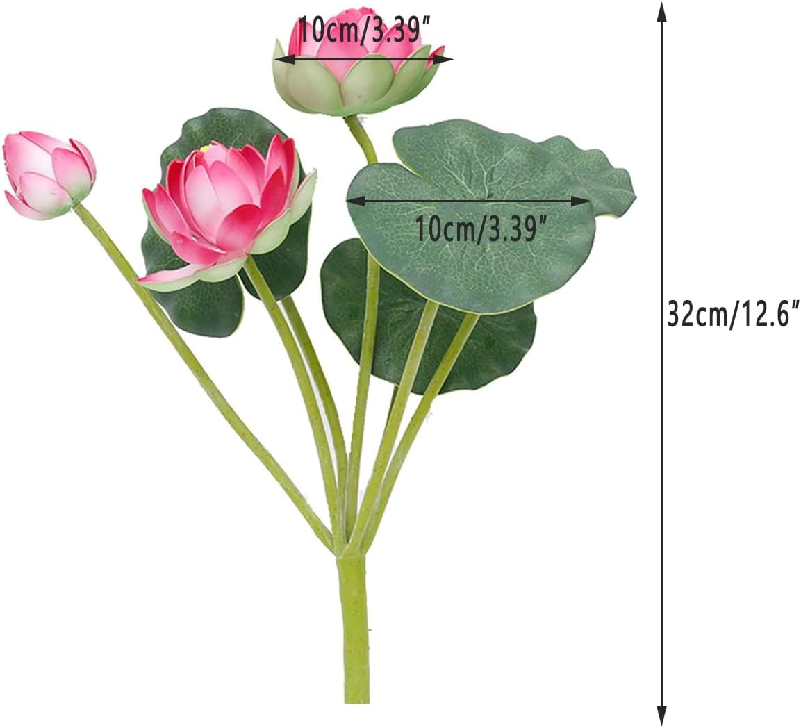 AIMALL Artificial Lotus EVA Material Lifelike Water Lily for Home Decoration, 12.6 Inch Pink or White Available image number 6