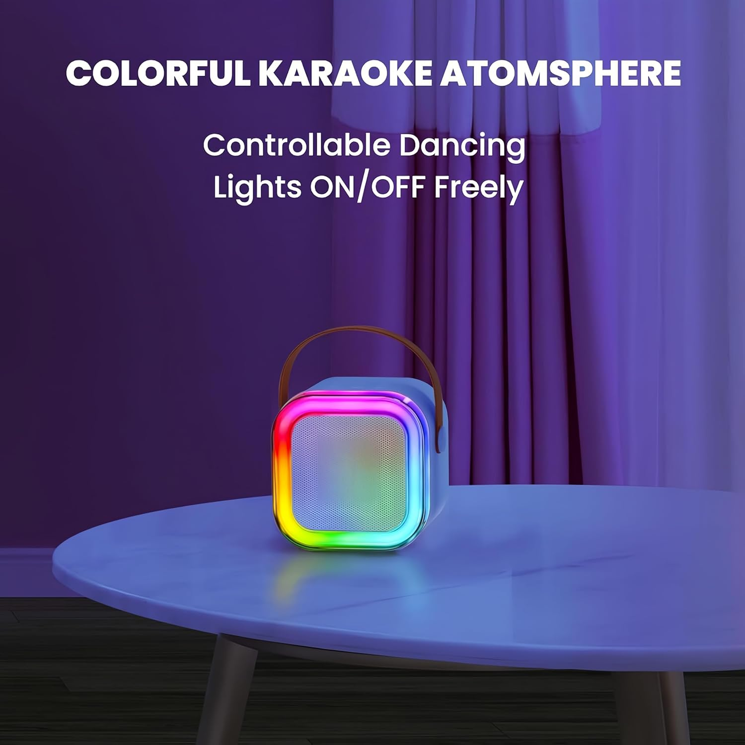 Mini Karaoke Machine for Kids, Birthday Gifts Toys for Girls Boys Friends Age 3-12+, Portable Bluetooth Speaker with 2 Wireless Mics, Karafun Premium Songs Family Home Party (Blue)